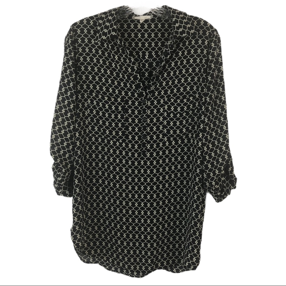 PLEIONE Black Cream Print Top Tunic